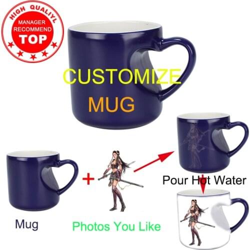 Love heart DIY Photo mug unique Ceramic Coffee Cup best gift for friends Color Changing Mug custom your photo on Tea cup