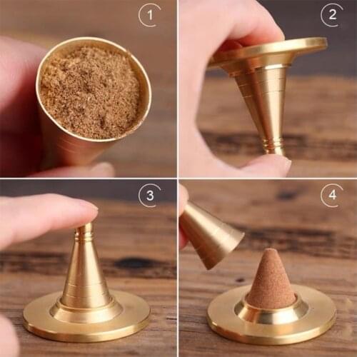 Pure Copper Tower Incense Moulds Set Incense Cones Making Molds DIY Tower Incense Burner Tools Gifts Home Decoration F19B