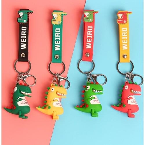 Fashion Cute Silicone Keychain Key Holder Pendant Dinosaur Bag Pendant Animal Keyfob Key Ring Charms For Women Jewelry Gift