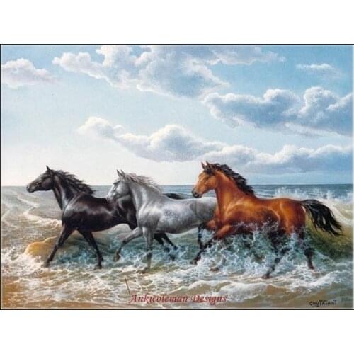 Embroidery Counted Cross Stitch Kits Needlework - Crafts 14 ct DMC DIY Arts Handmade Decor - Horses Galloping