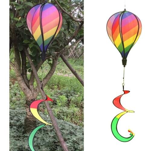 NEW Rainbow Stripe Windsock Hot Air Balloon Wind Spinner Outdoor Garden Yard Decor