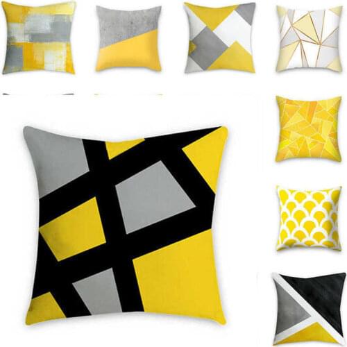 Cushion Home Cover Sofa Yellow Decor Polyester Pillow Throw Case Car Waist