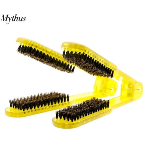 DIY Natural Boar Bristle V Hair Straightening Comb Antistatic Salon Hair Brush Comb For Hair Styling Tool Hairdressing Accessory