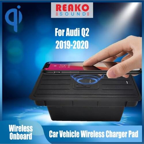 REAKOSOUND For Audi Q2 2019 2020 15W Qi Fast Charging Car Wireless Charger Android Phone Iphone XiaoMi Holder Smart Plate