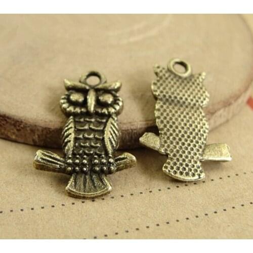 RONGQING 100pcs/lot owl charms for jewelry making Bronze color 13*20MM Fashion Jewelry DIY Pendants & Necklace