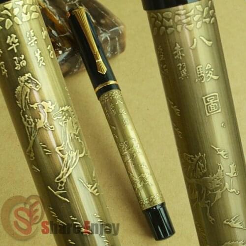 ROLLER BALL PEN BAOER 507 COPPER XUBEIHONG "THE EIGHT HORSES " BRONZE BRASS 3 COLORS FOR CHOICE BUSINESS OFFICE SHOOL BEST GIFT