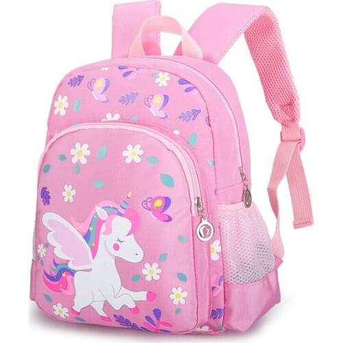 Girls Lovely Unicorn Flower Primary School Bag Children Double Shoulder Backpack Dropship