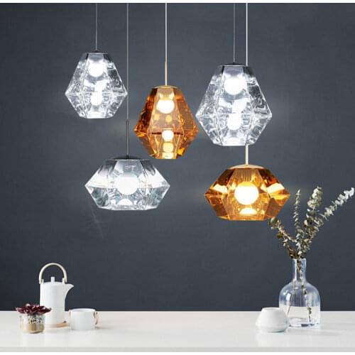 Modern Diamond lava Glass Pendant Lamp Retro restaurant Hotel room bar cafe shop lighting Fixture e27 lamp