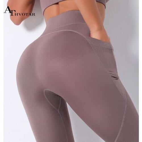 ATHVOTAR Yoga High Waist Sport Push Up Leggings Women Workout Outdoors Pocket Leggings Woman Leggins Fitness Yoga Pants