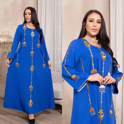 Middle East Muslim Eid al-Fitr Abaya Dubai Arab Kaftan Fashion Embroidered Maxi Dress For Women Robe Longue Islam Clothing Y1271