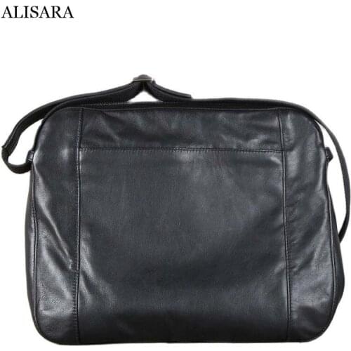 Alisara Male Messenger Bag First Layer Cow Leather Top End Luxury Mens Business Shoulder Crossbody Handbag Casual Satchel