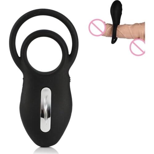 USB Rechargeable Male Penis Ring Orgasm Massage Vibrator Delay Vibrating Lock Ring Extend Time Cock Ring Gay Sex Toys for Men A3