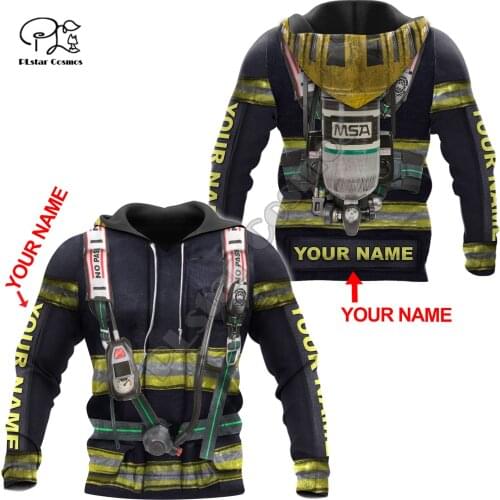 PLstar Cosmos Amazing Firefighter Suit Fireman 3D Print Hoodies Sweatshirts Zip Hooded For Men And Women Casual Streetwear Q30