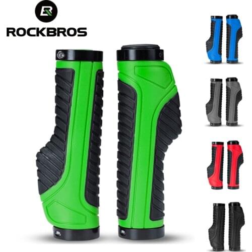 ROCKBROS Handlebar Grips MTB Road Bike Double Lock Rubber Bicycle Grips Anti-skid Shock-absorbing Soft Bike Grips Handlebar bmx