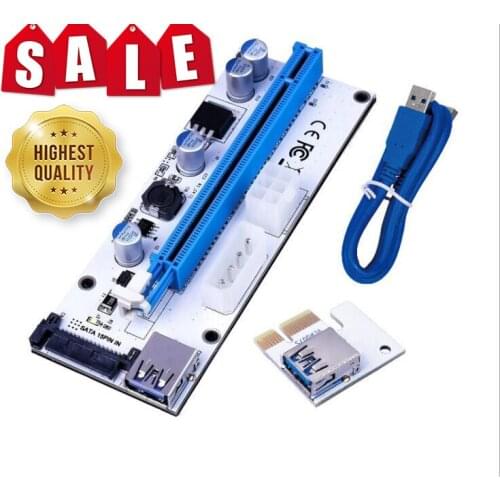 VER008S Molex 4Pin SATA 6PIN PCI Express PCIE PCI-E Riser Card 008s 008 Adapter 1X To 16X USB3.0 Extender Mining Miner