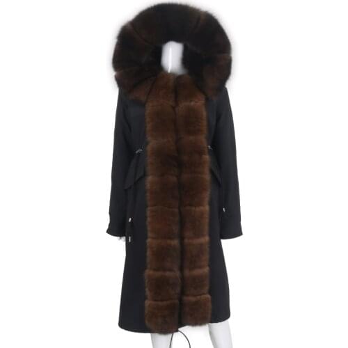 7XL X-Long Parka Winter Jacket Women New Real Fox Fur Coat Natural Raccoon Fur Collar Hood Warm Thick Streetwear Parkas