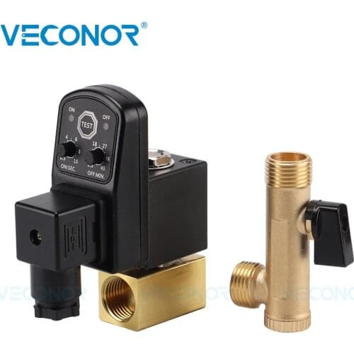 1/2" Electronic Drain Valve Air Compressor Filter Automatic Timed 2-Way Drain Valves AC220V for Air Cylinders Storage Tank