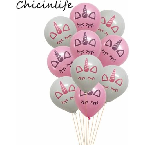 Chicinlife 10Pcs 10inch Unicorn Latex Balloons Birthday Party Decor Baby Shower Wedding Kids 1st Birthday Anniversary Supplies