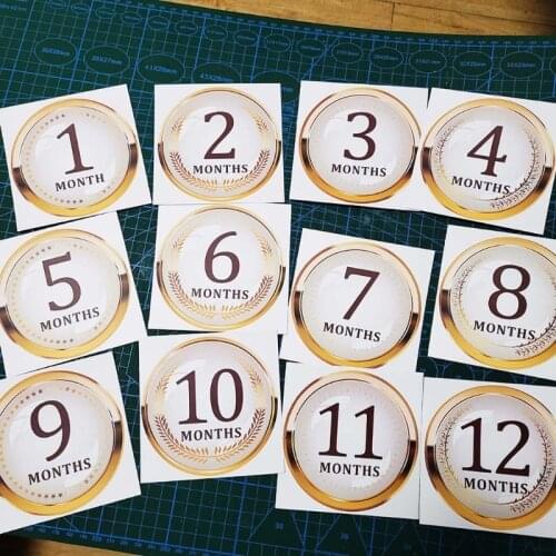 12 Pcs Baby Pregnant Monthly Stickers Round Memory Recording Milestone Sticker