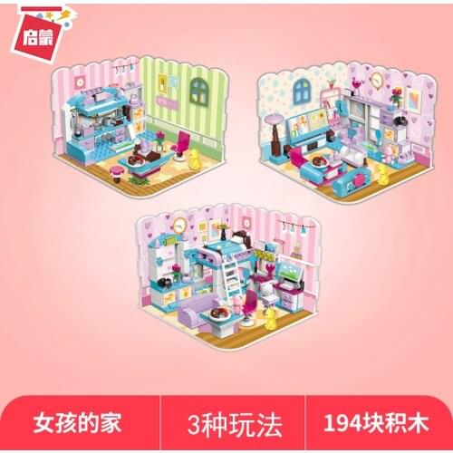 194PCS Enlightenment Building Blocks 4801 Girls House Bedroom Kitchen Living Room Assembly Princess Play House Dollhouse Gift