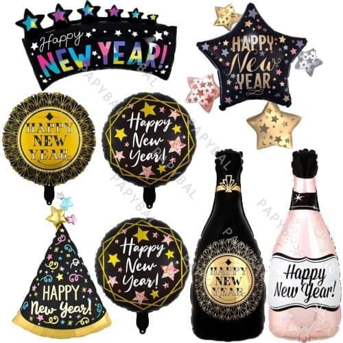 2022 Happy New Year Party Balloons For Marry Christmas Party Decorations Wine Bottle Foil BalloonsGlobos Birthday Even Supplies