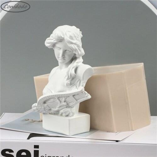 Lady Playing Violin Candles Silicone Mold Cake Decoration Kitchen Baking Tool Plaster Clay Home Ornaments Accessories