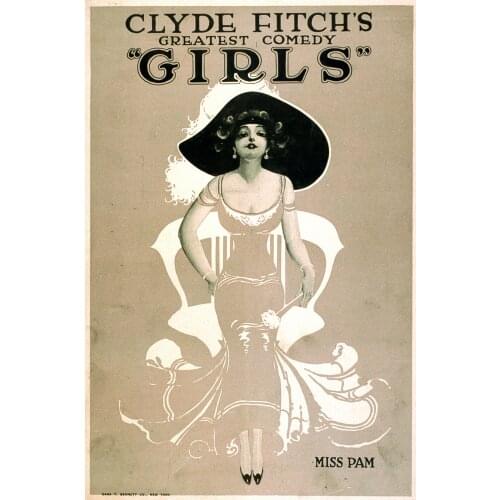 400X300MM Girls-Broadway-Show-by-Clyde-Fitch-Vintage-Poster-3-1906 jumbo fridge magnet SFM-0360