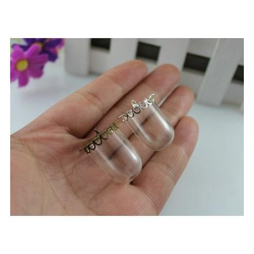 5PCS 25X18MM Glass Dome Pendants with Double Lace findings set glass dome glass bottle jewelry findings