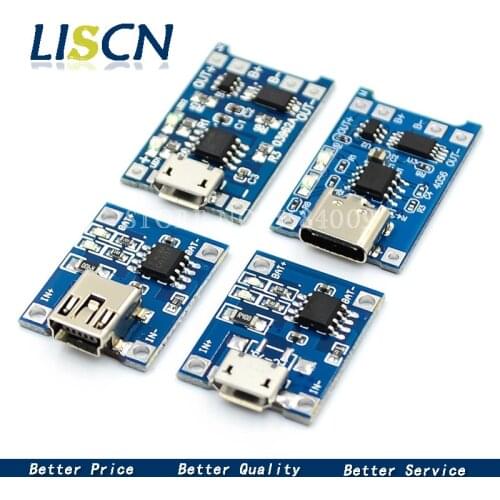 5PCS TYPE-C / Micro USB 5V 1A 18650 TP4056 Lithium Battery Charger Module Charging Board With Protection Dual Functions 1A