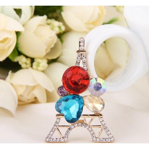 Shiny Gem Crystal Eiffel Tower 3D alloy stickers DIY Decoration Cell Phone Accessories/Charms/Adornment/Jewelry Making Materials