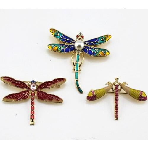 2020 New European and American style gradient dragonfly Fashion Enamel Temperament three styles brooch accessories