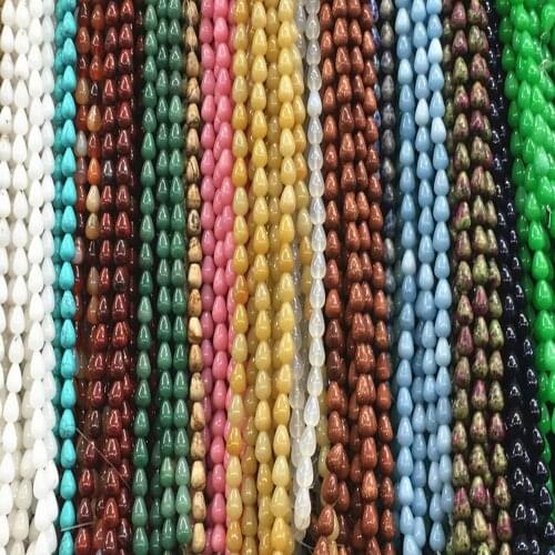 Fashion 10x14mm Drop Teardrop Shape Natural Gem Turquoises Stone Loose Beads For Jewelry Making Beads Strand 52PCS Dropshipping