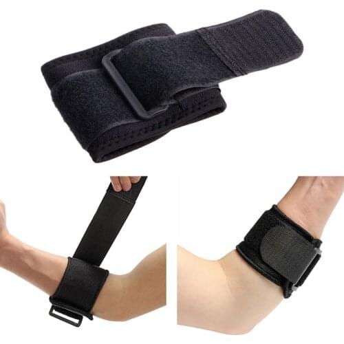 Black Adjustable Tennis Fitness Elbow Support Strap Pad Sport Golf Pain Forearm Support Band knee Wraps