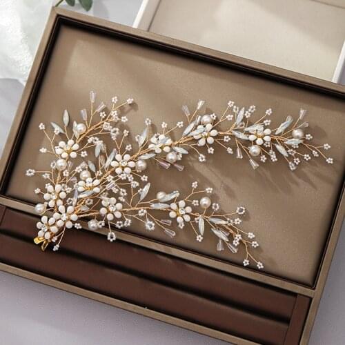 Flower Pearl Rhinestone Hair Clip Headband Wedding Accessories For Bride Tiara Clip Headband Women Accessories Hair Jewelry