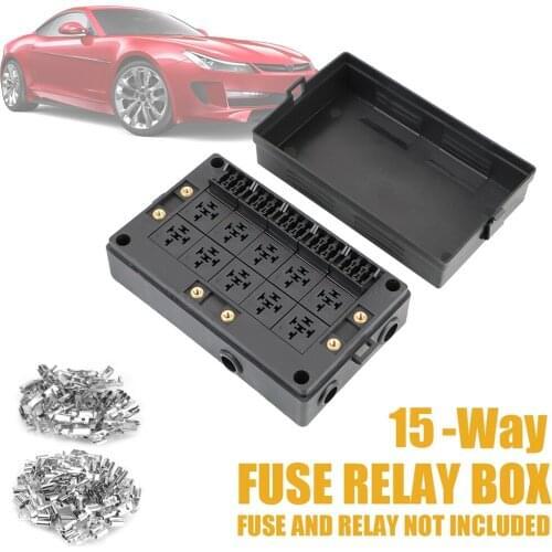 Holder Block Circuit Protector Terminal Car Auto Automotive Car Auto Replacement Part Black 15 Way Fuse Relay Box