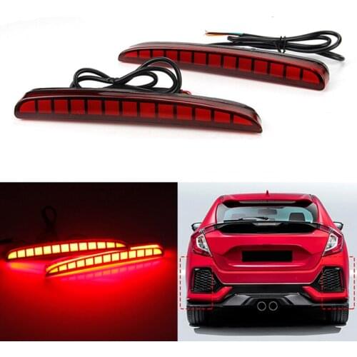 For Honda Civic Hatchback TYPE R Prototype 2016 2017 2018 2019 2020 LED Reflector Lamp Rear Fog Lamp Bumper Light Brake Light