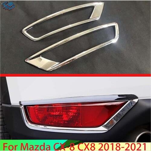For Mazda CX-8 CX8 2018 2019 ABS Chrome Rear Reflector Fog Light Lamp Cover Trim Bezel Frame Styling Garnish