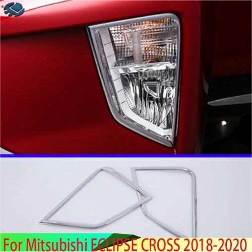 For Mitsubishi Eclipse Cross 2017 2018 2019 Car styling ABS Chrome cover trim front head fog light lamp frame stick part 2pcs
