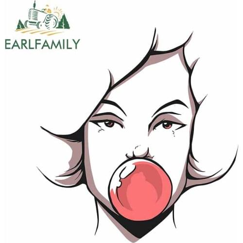 EARLFAMILY 13cm x 11.9cm For Girl Makes Bubble Motorcycle Car Stickers Refrigerator Decal Personality Creative Car Accessories