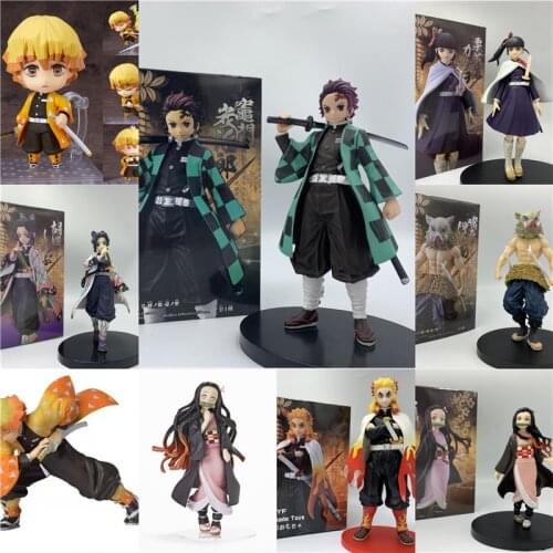 Lover Demon Slayer Giyuu Tanjirou Nezuko Holding Sword Standing PVC Action Figure Shinobu Zenitsu Kyoujurou Model Collect Gift