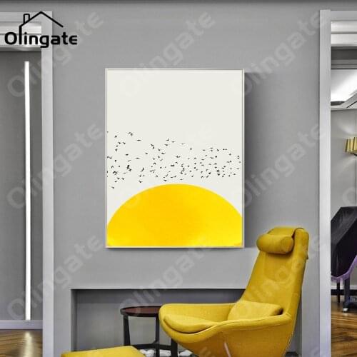 One Piece of Thousands of Birds Poster for Kid Room Wall Art White and Yellow Color Animal Canvas Prints Bird Decorative Picture