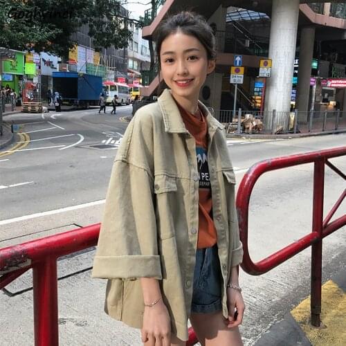 Basic Jackets Women Spring Three Quarter Sleeve Khaki Korean Style Loose Leisure Stylish Ins Womens Outwear All-match Chic Retro