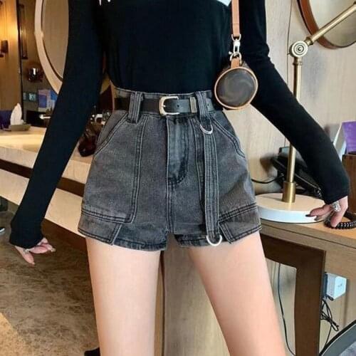 Summer Sexy Shorts Plus Size Gray Black Blue Denim Shorts Women Vintage Female