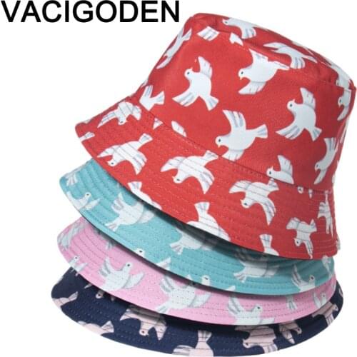 VACIGODEN Women Fashion Bucket Hat Reversible Swallow Printed Sunbonnet Fedoras Outdoor Chapeau Fisherman Cap De Pescador Gorros
