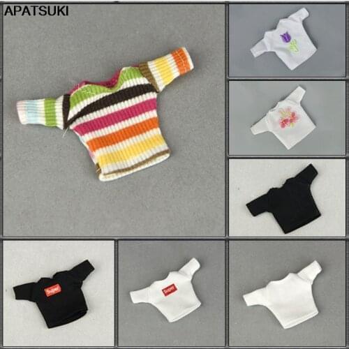Fashion Shirts Short Crop Tops For Barbie Doll Clothes Outfits For Blythe Dolls Accessories 1/6 BJD Dollhouse Kids DIY Toys