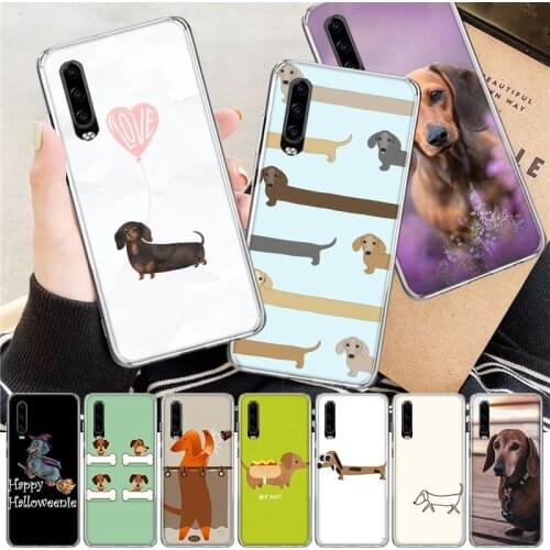 Dachshund Silhouette Puppies Dog Soft Cover Phone Case For Huawei P30 P20 P10 P40 Mate 30 20 10 Pro Lite P Smart Z Plus + Custom