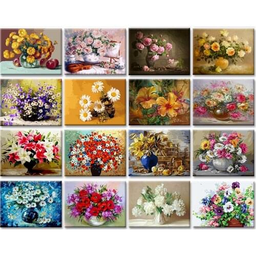 5D DIY Poured Glue Diamond Painting Kits Scalloped Edge Flowers Nature Full Round With AB Drill Decoration Frameless Paint Gift