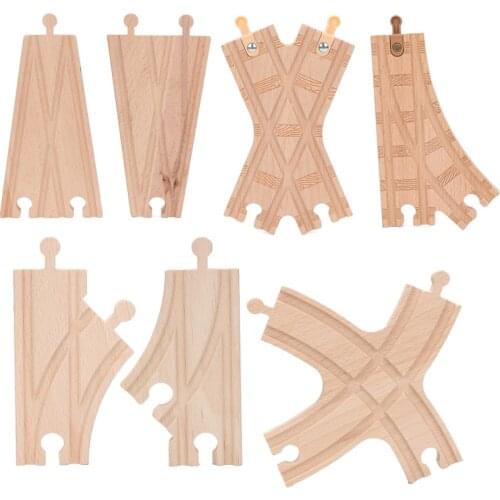 Wooden Train Tracks Set Train Accessories Switching Crossing Track Pieces Railway Blocks Toys boy