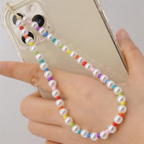 2021 New Mobile Phone Strap Lanyard Colorful Bohemian Pearl Beads Rope for Cell Phone Case Hanging Cord for Women