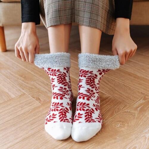 2021 New Women Thick Winter Warm Socks Female Knitted Soft Velvet Floor Carpet Foot Warmer Girls Daily Home Christmas Gift